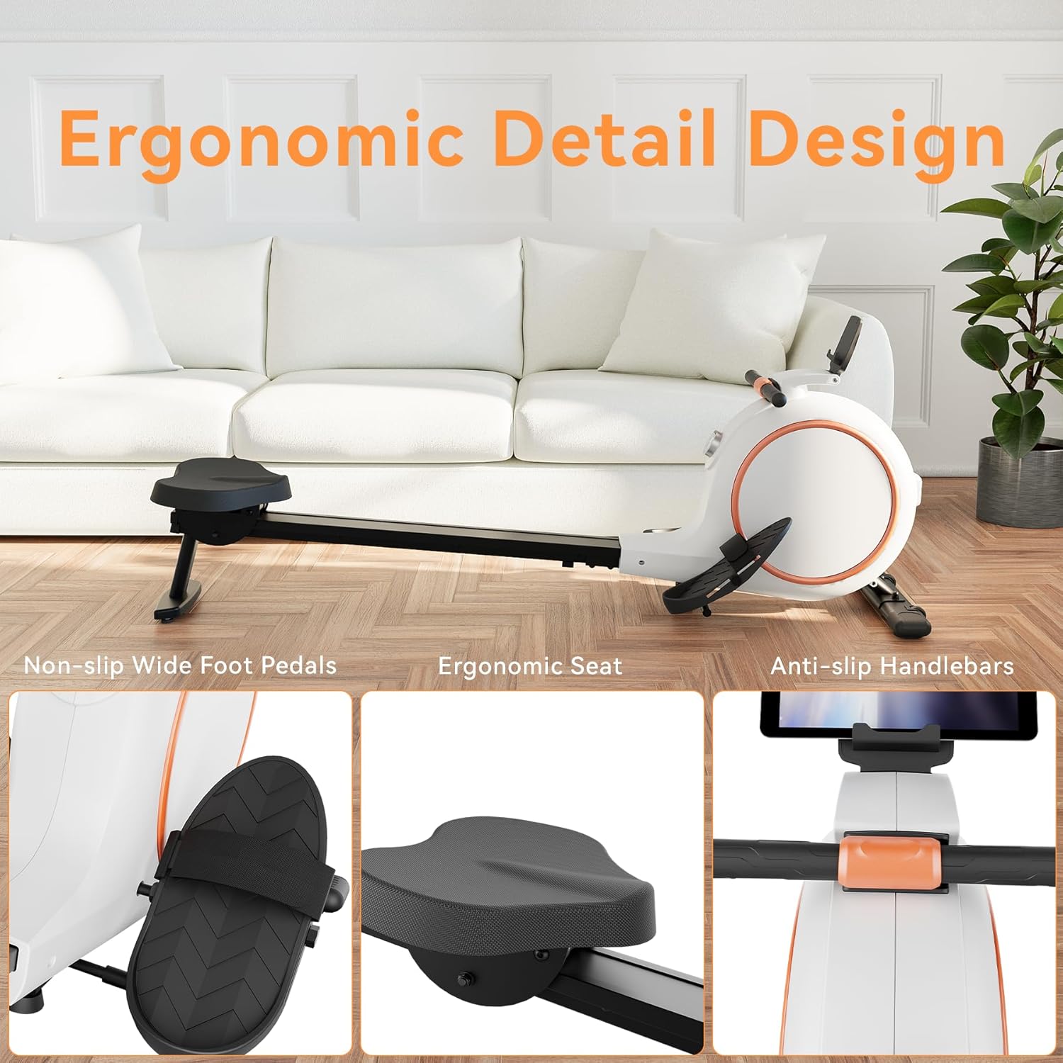 Superun Rowing Machines for Home, Magnetic Rowing Machine with 32 Levels, Rower Machine of Quiet Resistance & 300LBS Weight Capacity, Row Machine with LED Monitor, App Supported and Comfortable Seat - Image 3