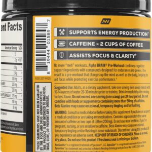 ONNIT Alpha Brain Pre-Workout Powder, IGEN™ Non-GMO Tested, Tiger’s Blood Flavor, Pre-Workout Supplement for Women and Men, Dietary Supplement, 20 Servings per Tub, 6.76 oz