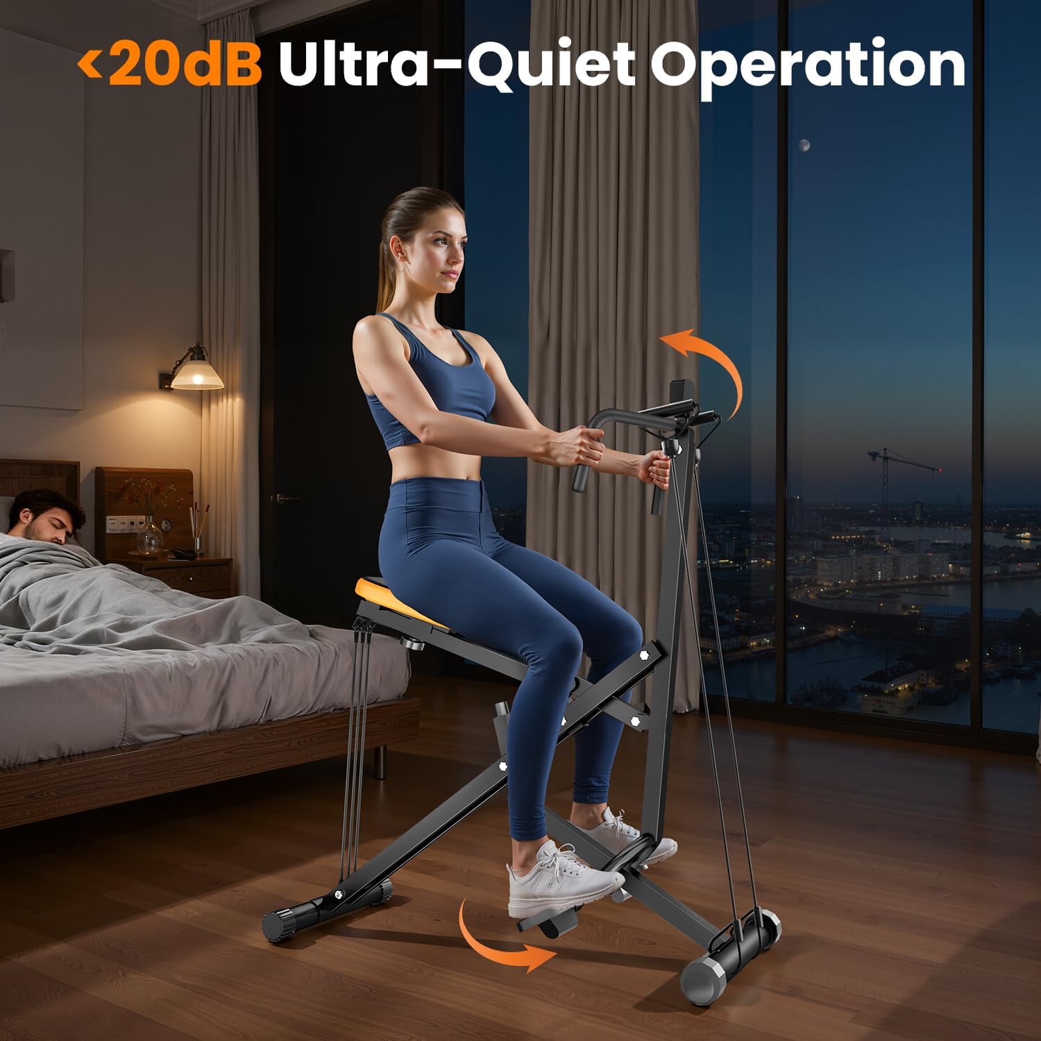 OWLSKY Squat Rowing Machine for Home Workout, Foldable Squat Assist & Row Trainer with LCD Monitor, 3 Resistance Bands, Adjustable Seat, Heavy Duty 350 lbs, Full-Body Fitness Equipment - Image 5