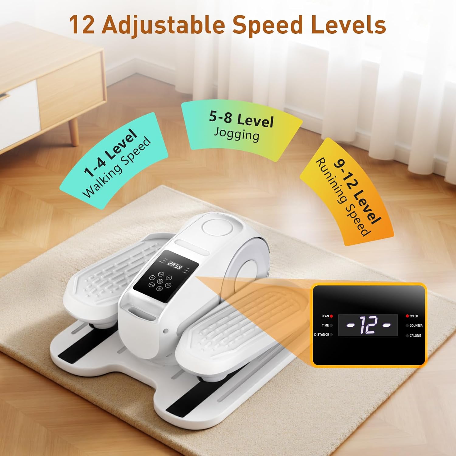 Under Desk Elliptical Exercise Machine,Ellipse Leg Exerciser as Seen on TV,12 Speeds Leg Exerciser While Sitting for Seniors, Portable Electric Seated Foot Pedal Exerciser for Home Office - Image 5