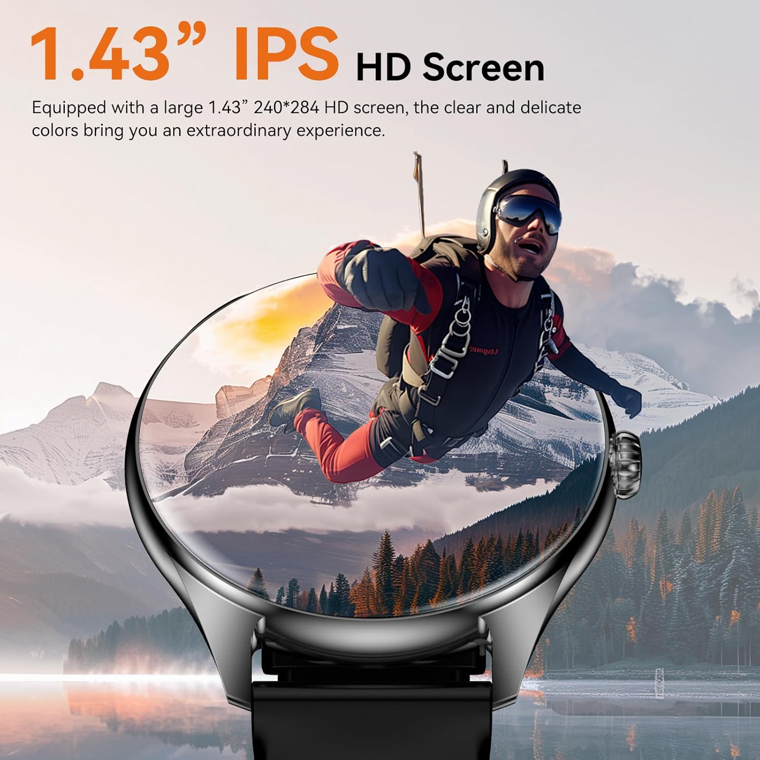 Smart Watches for Men Women, 1.43" AMOLED Display Smartwatch with 7-Day Battery, 120+ Sport Modes, Bluetooth Calls, Heart Rate/Sleep Monitor, IP68 Waterproof for iPhone Android Compatible (Black) - Image 6