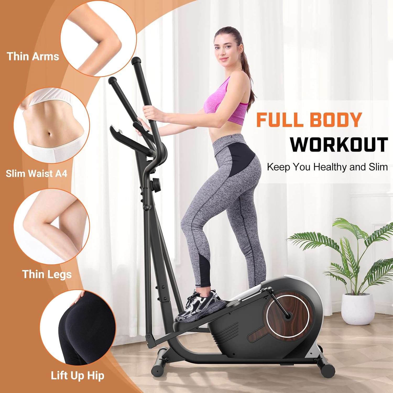 ANCHEER Home Gym Elliptical Trainer Machine, Silent Magnetic Cross Trainer with LCD Display, 14-Level Resistance & Heart Rate Monitor, 400Lbs Capacity Cardio Equipment - Image 7