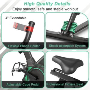 GYMAX Exercise Bike, Stationary Indoor Cycling Bike with 40lbs Flywheel, LCD Display, Adjustable Seat & Handlebar, Quiet Belt Drive for Home Gym Cardio Training Workout Fitness