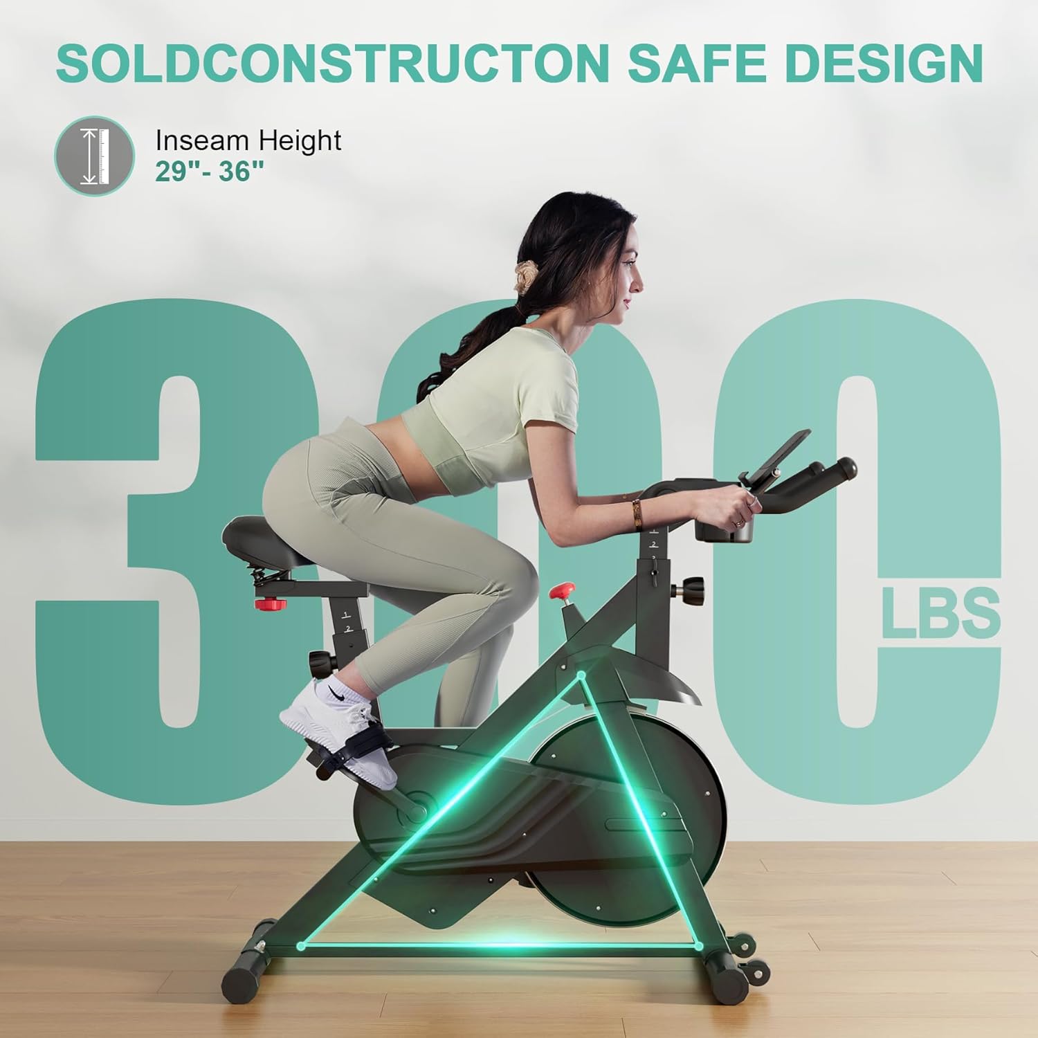 Exercise Bike, Indoor Cycling Bike with 32 Levels of Adjustable Magnetic Stationary Bike, Cycle Bike with 300lbs Weight Capacity, Workout Bike with PitPat App & Comfortable Seat Cushion - Image 5