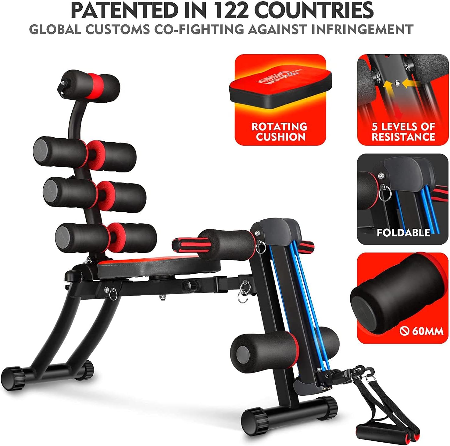 BODY RHYTHM 22 in 1 Wonder Master Core & Abdominal Workout Equipment, Foldable & Adjustable Rowing Machine, Core Strength Training& Abdominal Exercise Trainers with 22 Ways to Exercise for Home Gym. - Image 5