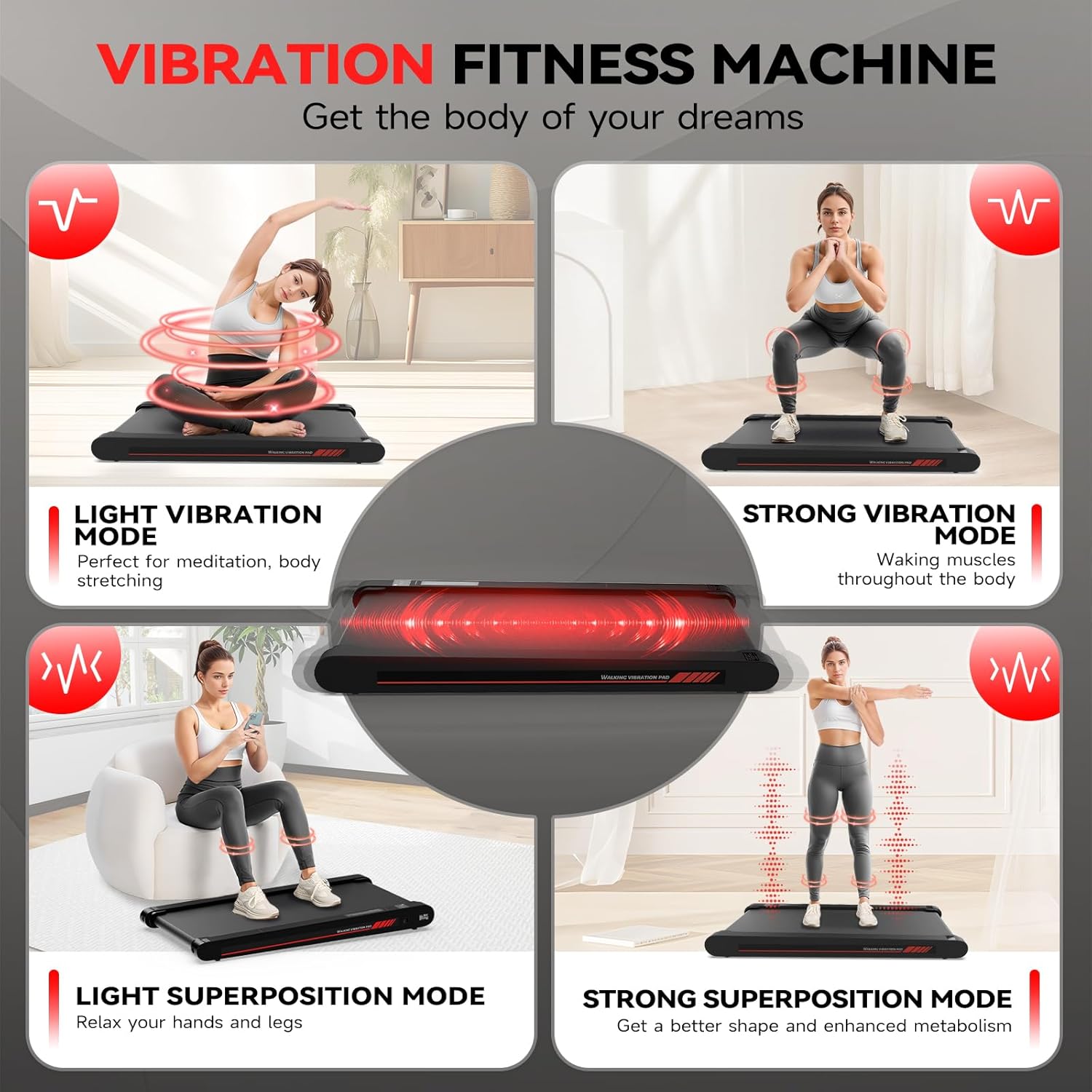 Sperax Walking Vibration Pad,Under Desk Treadmills for Home,4 in 1 Vibration Plate Exercise Machine,Portable Walking Pad with APP,350 Lb Capacity Multifunctional Treadmill Pro Max - Image 4