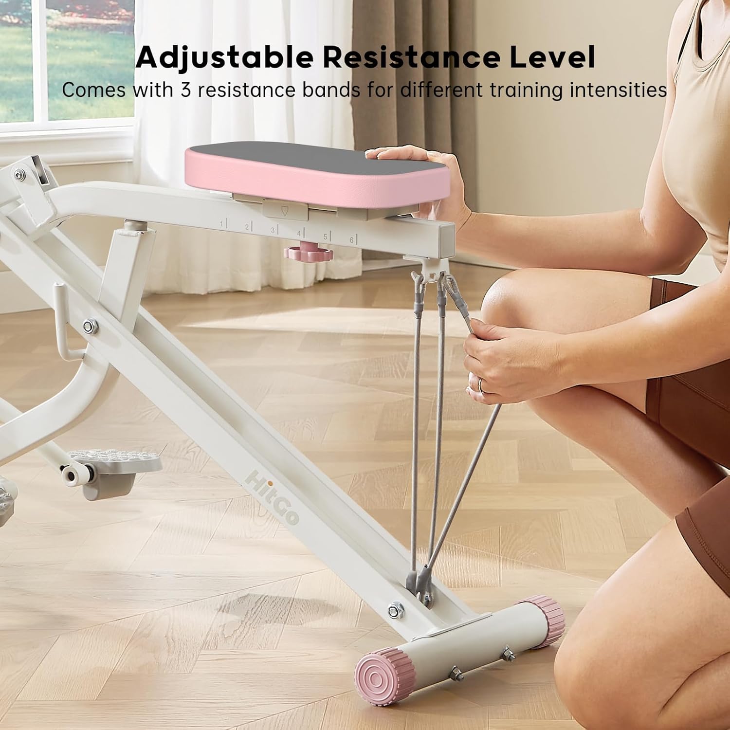 Squat Machine for Home, 2-in-1 Squat & Rowing Exercise Equipment with 3 Resistance Bands, Foldable Glutes & Leg Trainer, 400lbs Capacity for Thighs, Butt, Core Workout - Image 4