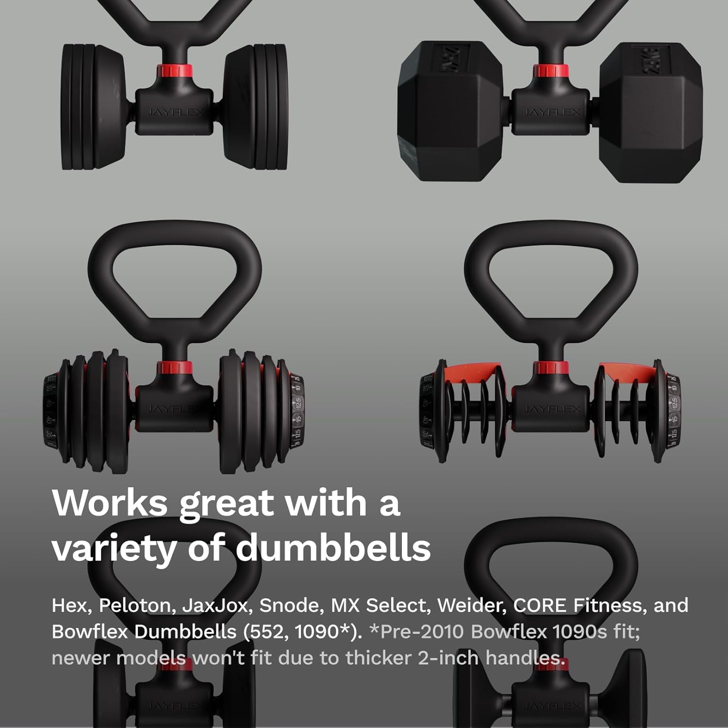 Jayflex Hyperbell Dumbbell Converter - Convert Dumbbells to Barbell Set and Kettlebell for Home Fitness - Adjustable & Up to 200 lb Capacity Weight Barbell for Weight Lifting - Image 4