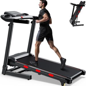 3.5 HP Treadmill with Auto Incline for Home – Heavy Duty Running Treadmill with Handle Bars, Speaker, 300 lb Weight Capacity