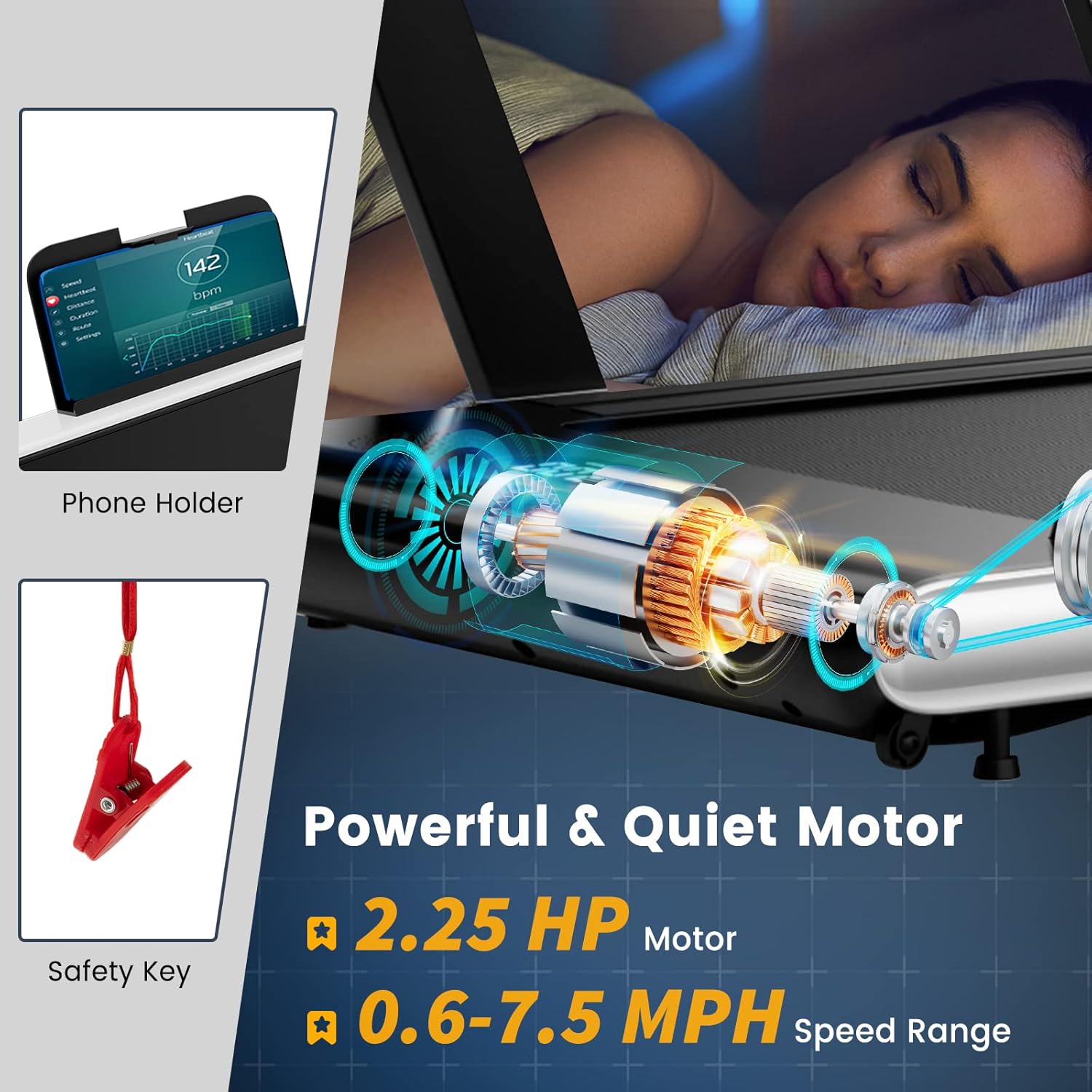 GYMAX Walking Pad, 2 in 1 Free Installation Under Desk Treadmill with LED Monitor, Smart App/Remote Control & Bluetooth Speaker, Foldable Compact Running Machine for Home Office Small Spaces - Image 3