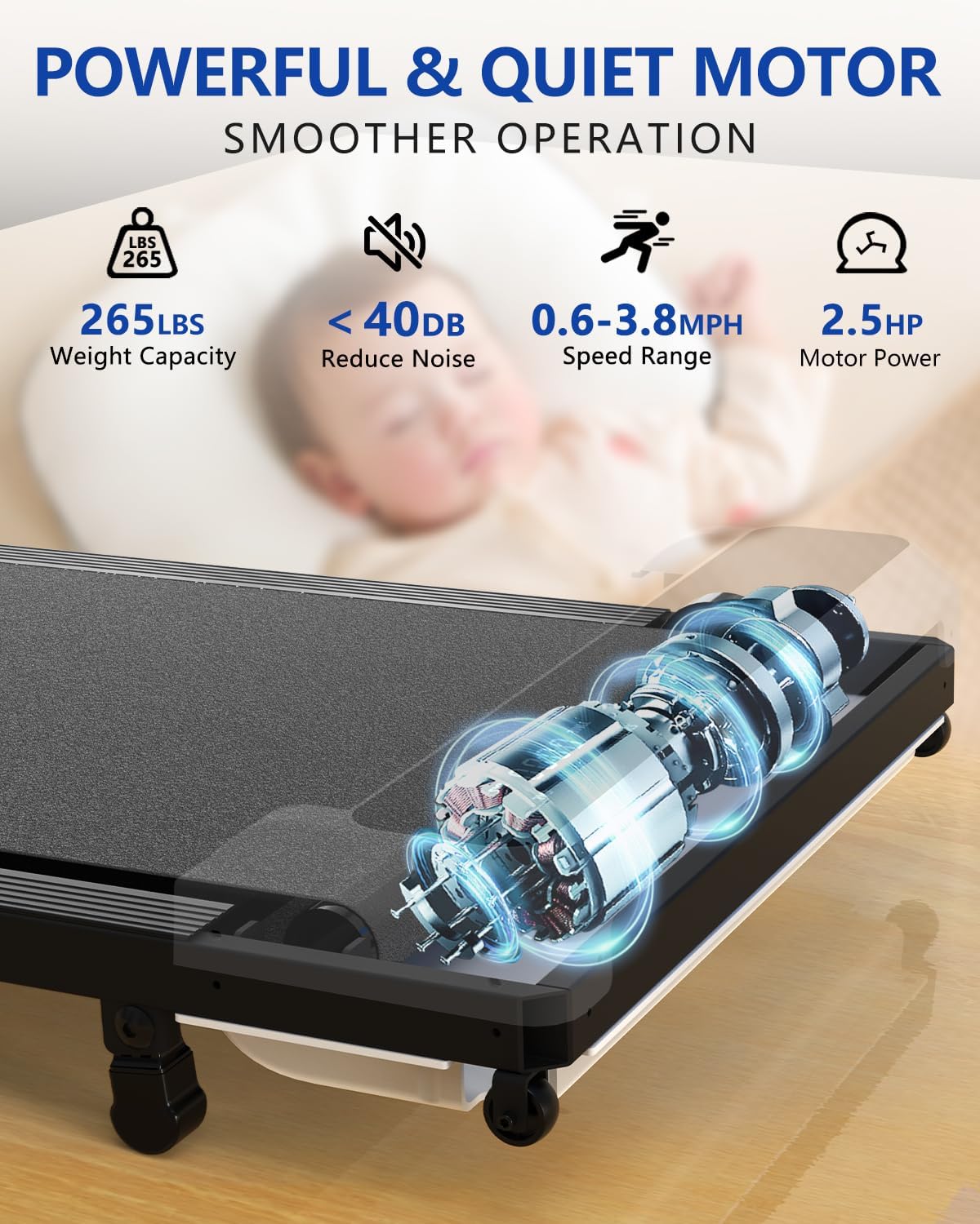 Walking Pad with Incline,2 in 1 Walking Pad Treadmill for Walking and Running, Under Desk Treadmill 5% Incline for Home/Office with LED Display - Image 6
