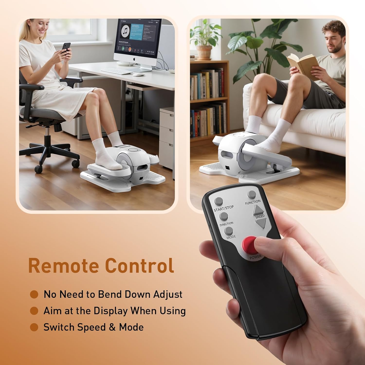 Under Desk Elliptical Exercise Machine,Ellipse Leg Exerciser as Seen on TV,12 Speeds Leg Exerciser While Sitting for Seniors, Portable Electric Seated Foot Pedal Exerciser for Home Office - Image 8