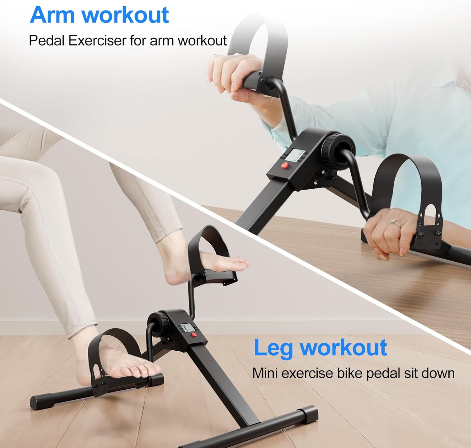 Pedal Exerciser Under Desk Bike, Mini Exercise Bike for Arm & Leg Workout, Portable Under Desk Cycle with Adjustable Resistance, Foot Exercise Machine with LCD Monitor & Calorie Tracker - Image 6