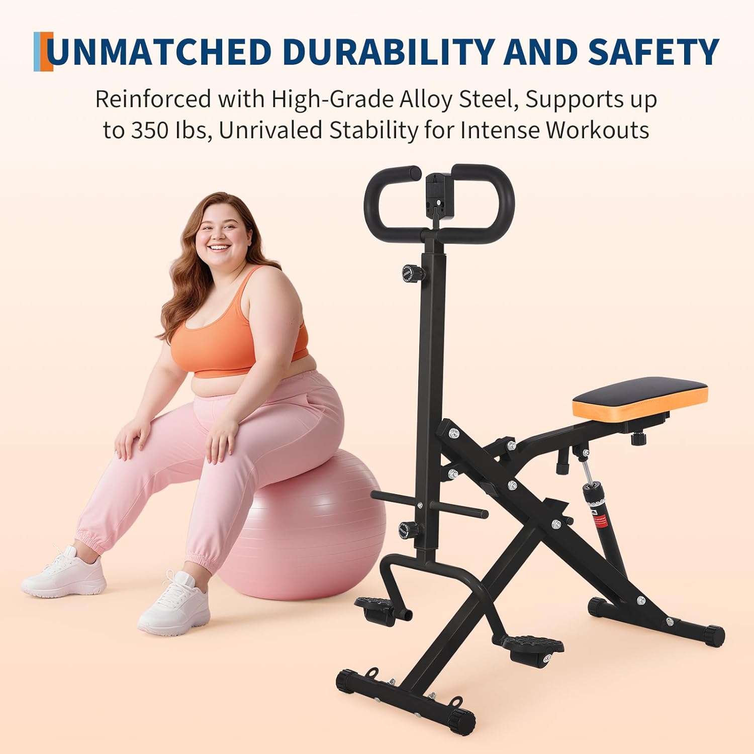 Squat Machine, Squat Assist Trainer with Adjustable12 Level Resistance, Foldable Squat Ride Rowing Machine for Home, Full Body Workout Gym for Glutes Legs Workout, 350 LBS Capacity - Image 6