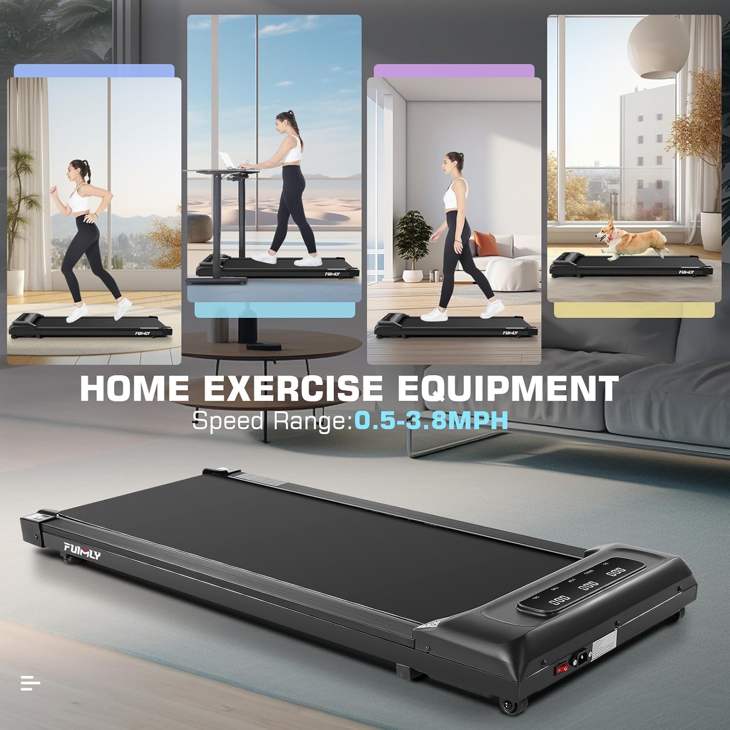 Walking Pad Treadmill 300 Lb Capacity Portable Treadmills for Home Office Under Desk Treadmill with App & Remote Control, LED Display/Ultra-Quiet/Installation-Free - Image 5