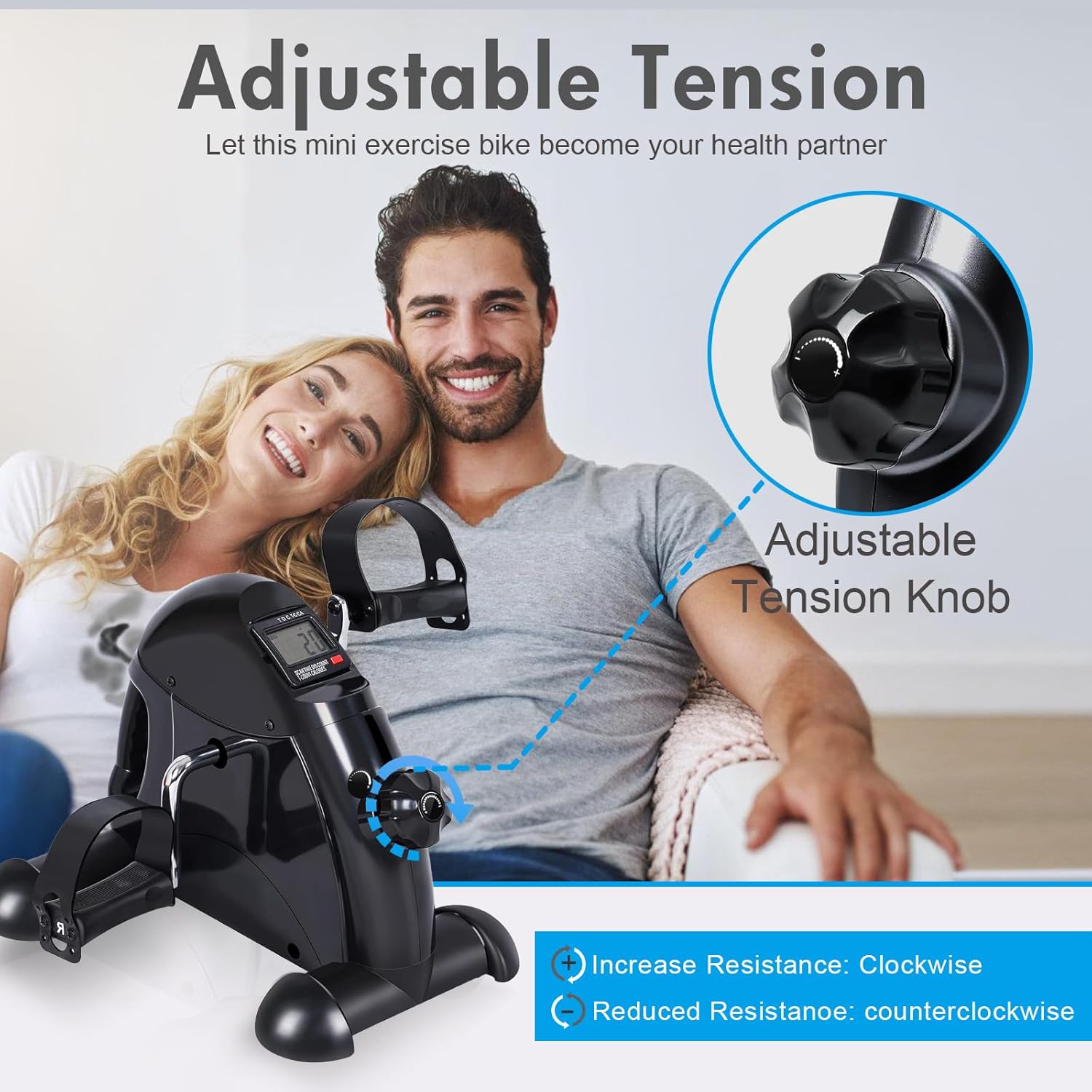 ALSO GO Mini Multi-Function Stepper, Exercise Bike, Digital Under Desk Bike with LCD Screen Display, Pedal Exerciser Peddler for Leg Arm and Knee for Elderly - Image 3