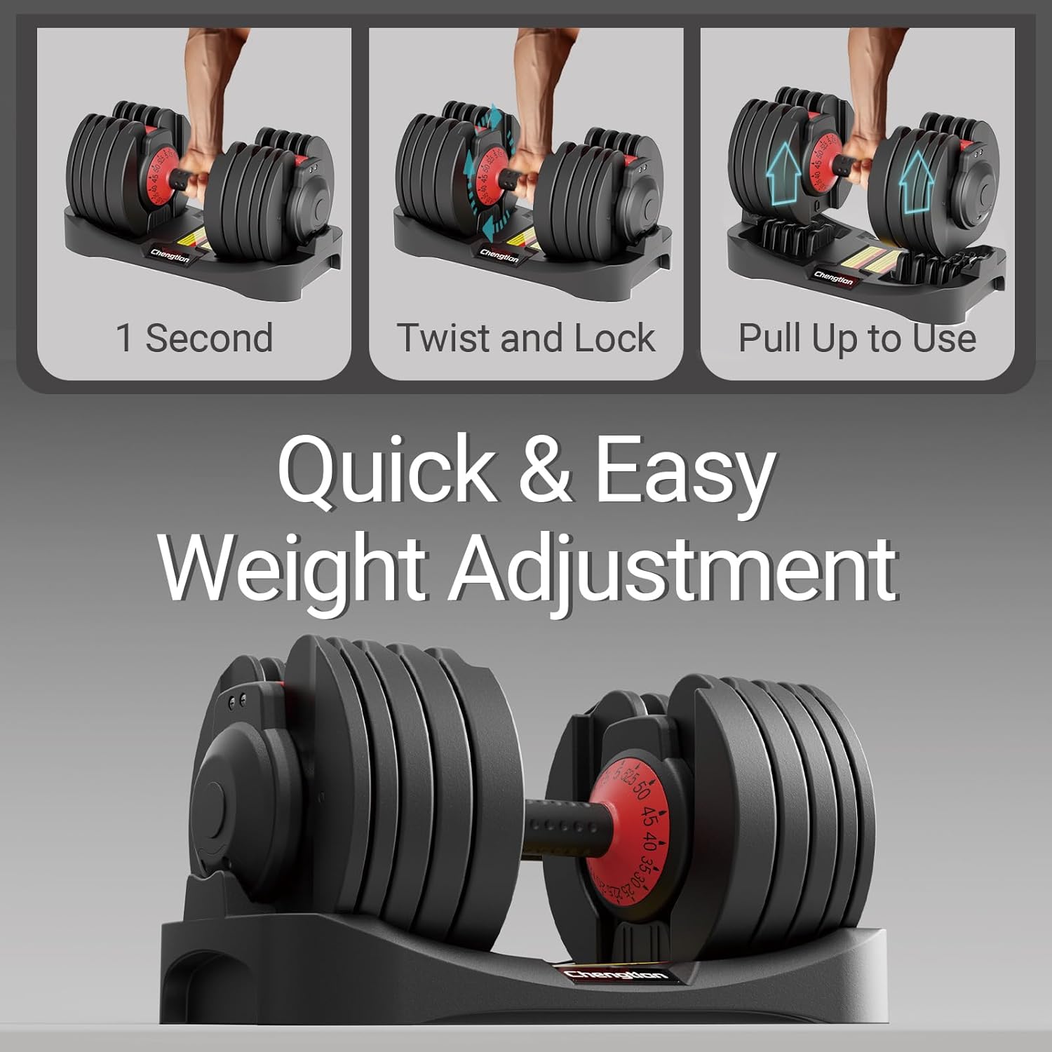 Adjustable Dumbbells 25/52.5 lbs, 9/15 in - Adjustable Weight Dumbbell Set for Full Body Exercise Training Fitness Workout in Home Gym - Image 2