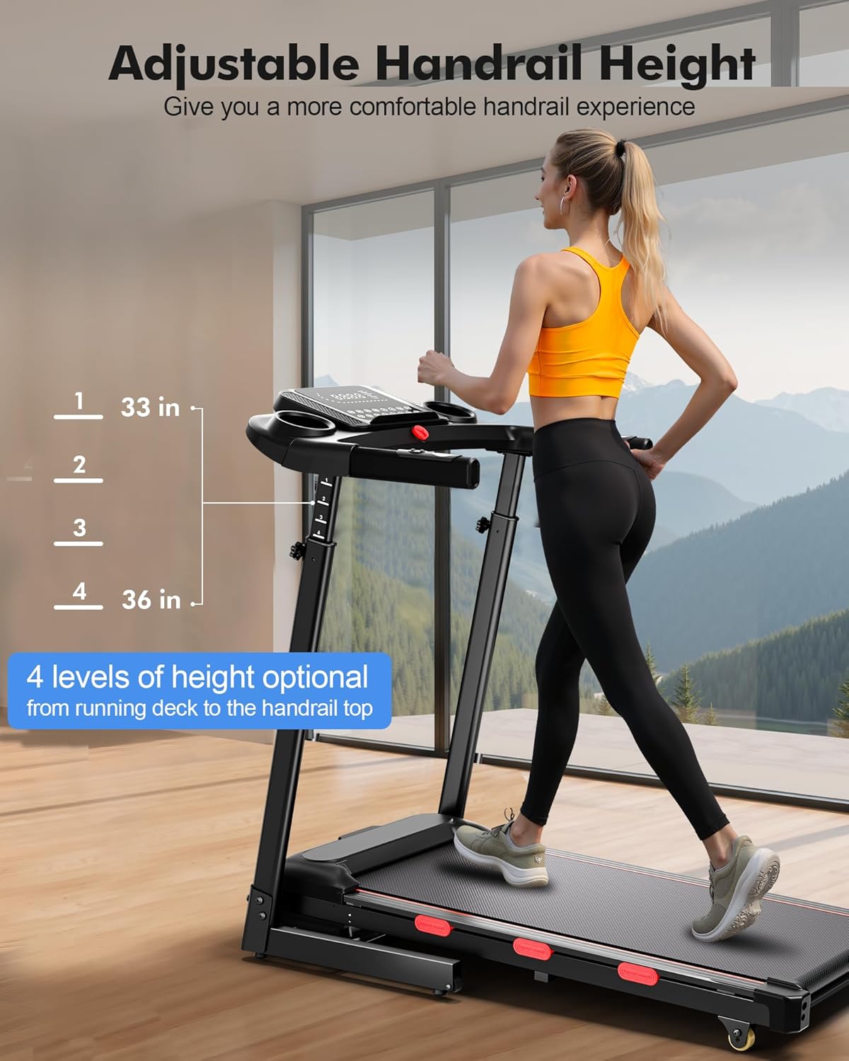 340lb Capacity Walking Pad Treadmill with 12% Incline, Big LED Display Under Desk Treadmill Support Full Manual/3-Preset Countdown/App Mode, Portable Treadmills for Small Spaces - Image 4
