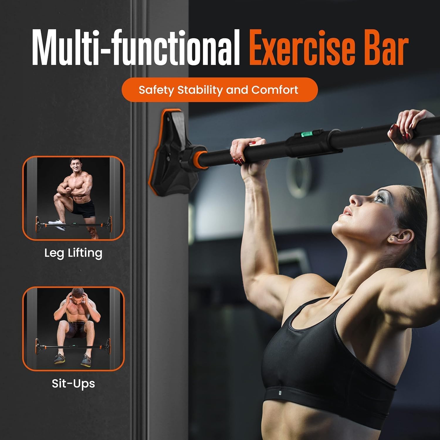 SQUATZ Doorway Pullup Bar & S-Shaped Push Up Bars - Pushup Handles for Floor - Door Frame Adjustable Pull Up Hanging Bar Home Gym Equipment - Image 4