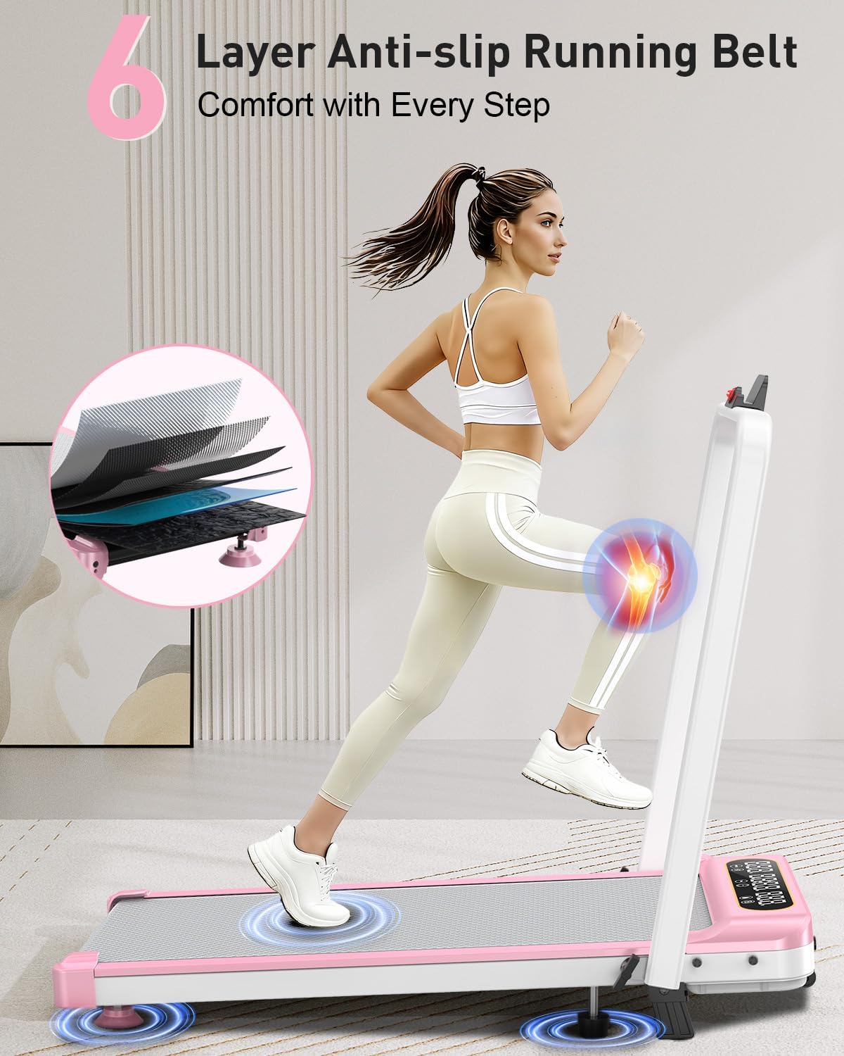 Walking Pad with 8% Incline, Upgrade 3.5HP Low Noise Walking Pad Treadmill with Handle Bar, Trisomy 4 in 1 Portable Treadmills for Home/Office, 330lbs Capacity,Remote Control & LED Display - Image 5