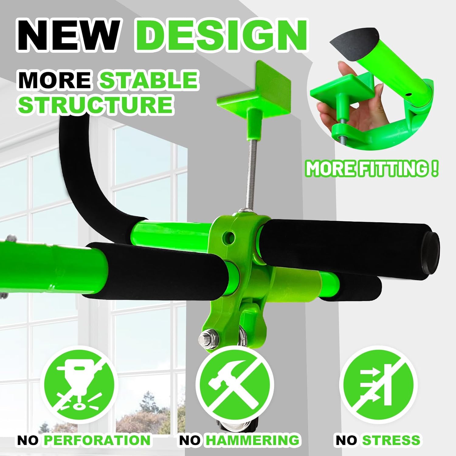 Doorway Swing for Kids & Door Pull Up Bar for Adults - Indoor Kid Swing with 4pcs Accessories - Multi-Function Doorway Gym for Family Fitness & Play (Green) - Image 6