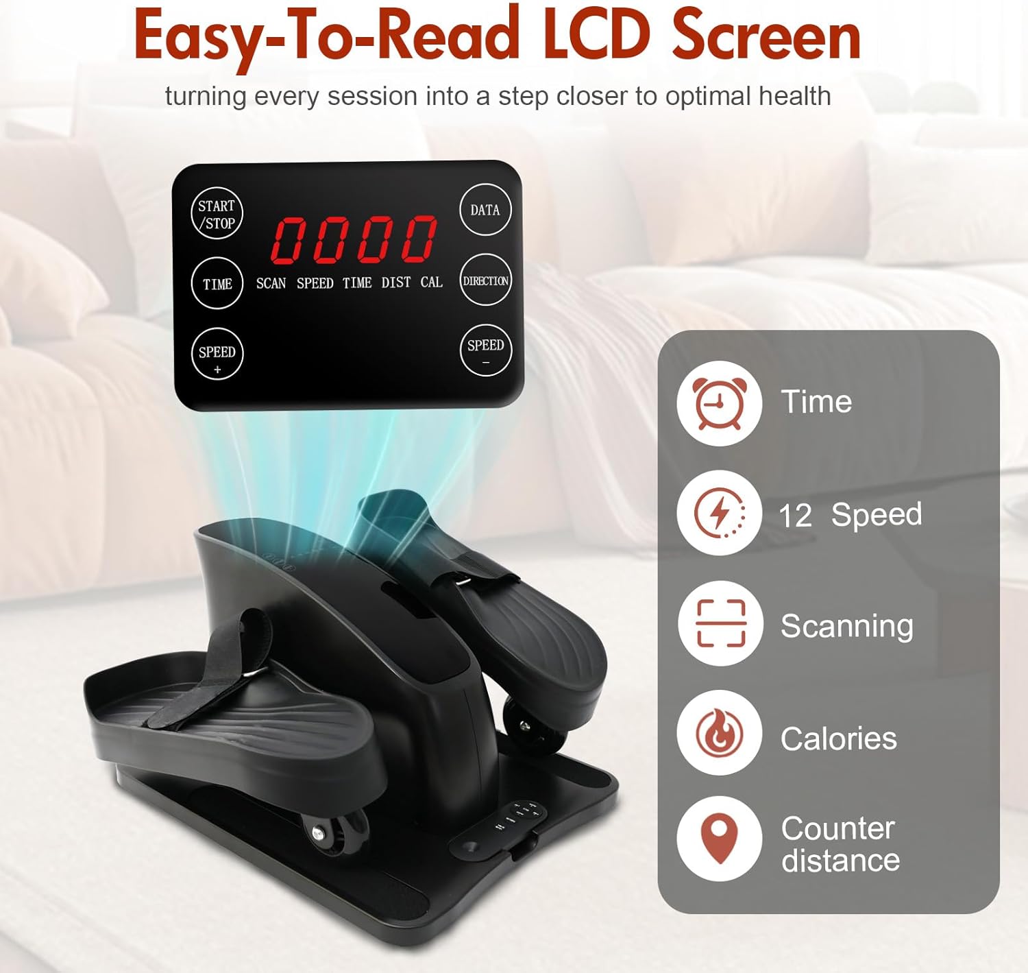 Under Desk Elliptical Machine, Electric Seated Pedal Exerciser for Seniors & Adults, Compact Quiet Ellipse Leg Exerciser with Remote, Foot Pedals for Home Office Workout Equipment - Image 4