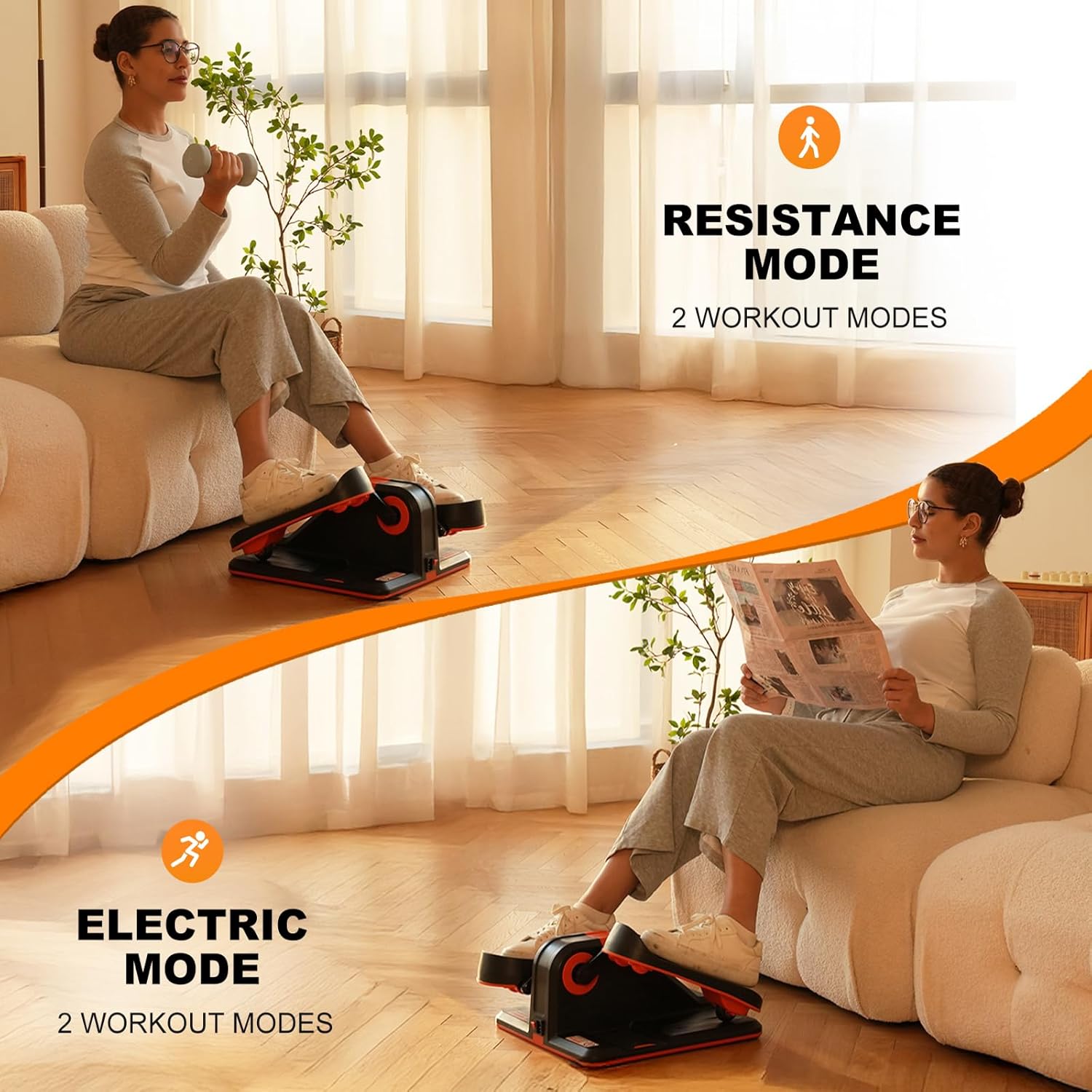 TOUSAINS Under Desk Elliptical Machine with App, Electric Ellipse Leg Exerciser for Seniors with 7 Adjustable Speeds, Portable Elliptical Training Machines Fully Assembled with Remote Control - Image 4