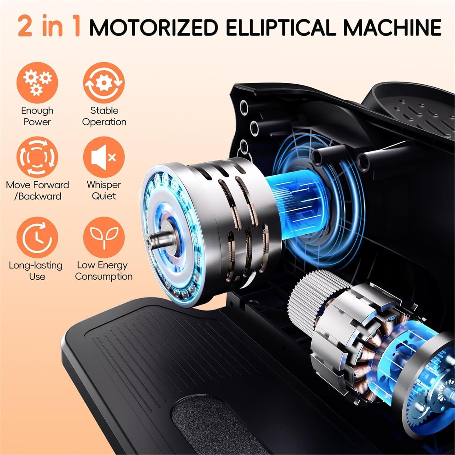 Under Desk Elliptical Machine, Morelax Ellipse Leg Exerciser for Seniors Fully Assembled, Quiet & Portable Electric Seated Pedal Exerciser with Remote Control & 12 Adjustable Speeds - Image 2