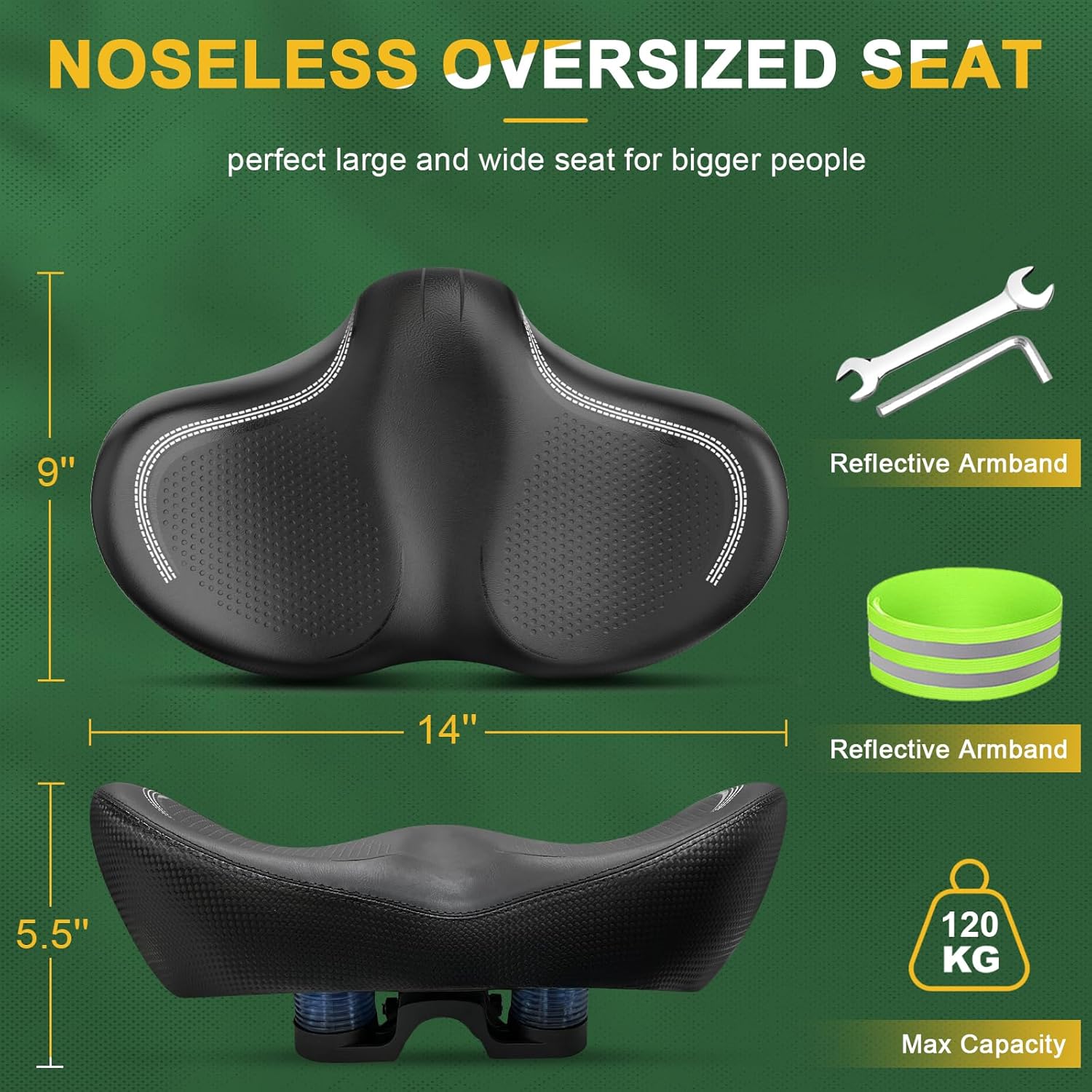 New Noseless Oversized Bike Seat, Extra Wide Comfort Pure Memory Foam Bicycle Seat Cushion, Compatible Saddle Replacement with Electric Bike, Exercise, Cruiser, Road Bike for Men & Women - Image 5
