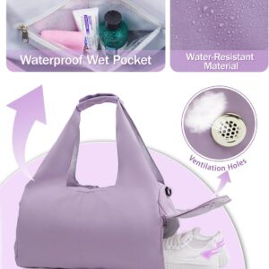 Gym Bag for Women with Shoe Compartment Yoga Mat Bag with Wet Pocket and Water Bottle Holder Weekender Bag with Strap
