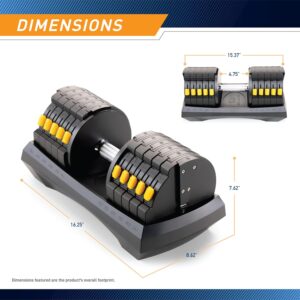 Marcy Adjustable Dumbbell System 6 Dumbbells-in-1 up to 50lbs, Single – ADDB-6198