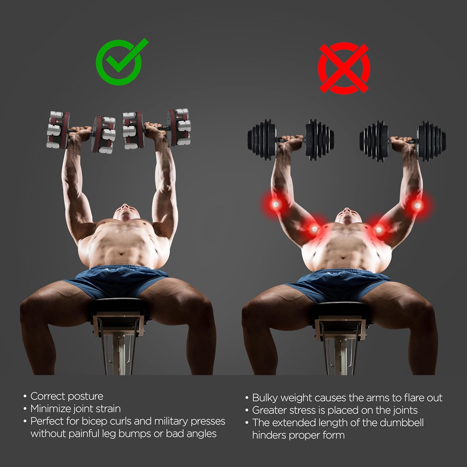 Fitness Reality Adjustable Dumbbells 10-45 Pounds, 3 lbs increments, OPTIONS: Single/Pair/Adjustable Weight Kettlebell - Image 5