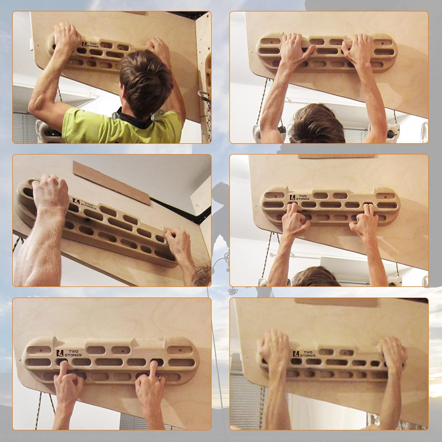 TWO STONES Climbing Hangboard Rock Climbing Training as Climbing Fingerboard with Jugs, Slopes and Edges, Pockets as Door Mounted Training Station Rock Climbing Pull Up Bar - Image 5