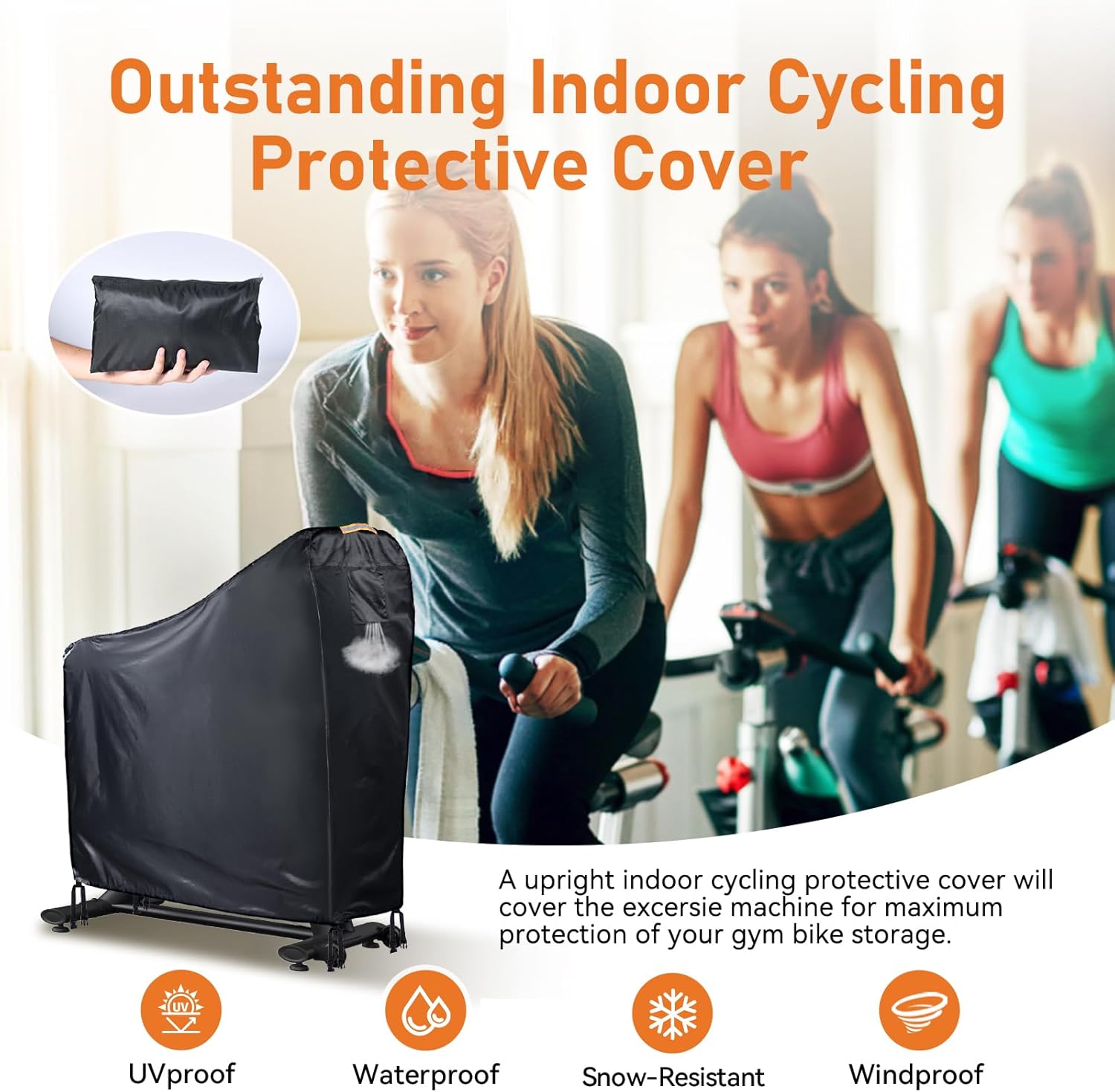 Stationary Bike Cover Waterproof Outdoor,Upright Exercise Bike Cover with Air Vent,Waterproof Strip,4 Windproof Buckles,All Weather Large Cover for Peloton Bike,Suitable for Peloton Bike+ and Schwinn - Image 7