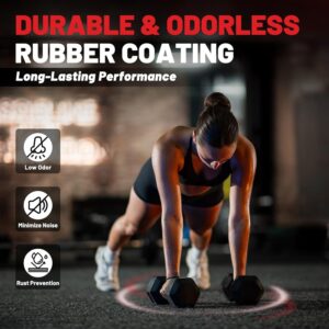 PAPABABE Hex Dumbbell Set 45-550lb, Rubber Encased Home Gym Dumbbells, Weight Dumbbells for Women & Men, Hand Weights for Home Gym & Strength Training,Pesas Para Ejercicios