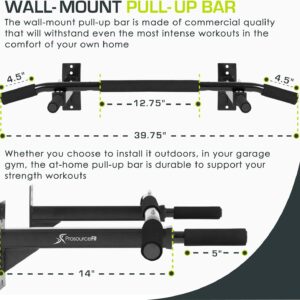 ProsourceFit Wall-Mounted Pull-Up/Chin-Up Bar, Heavy Duty 300 lb. Capacity, Black