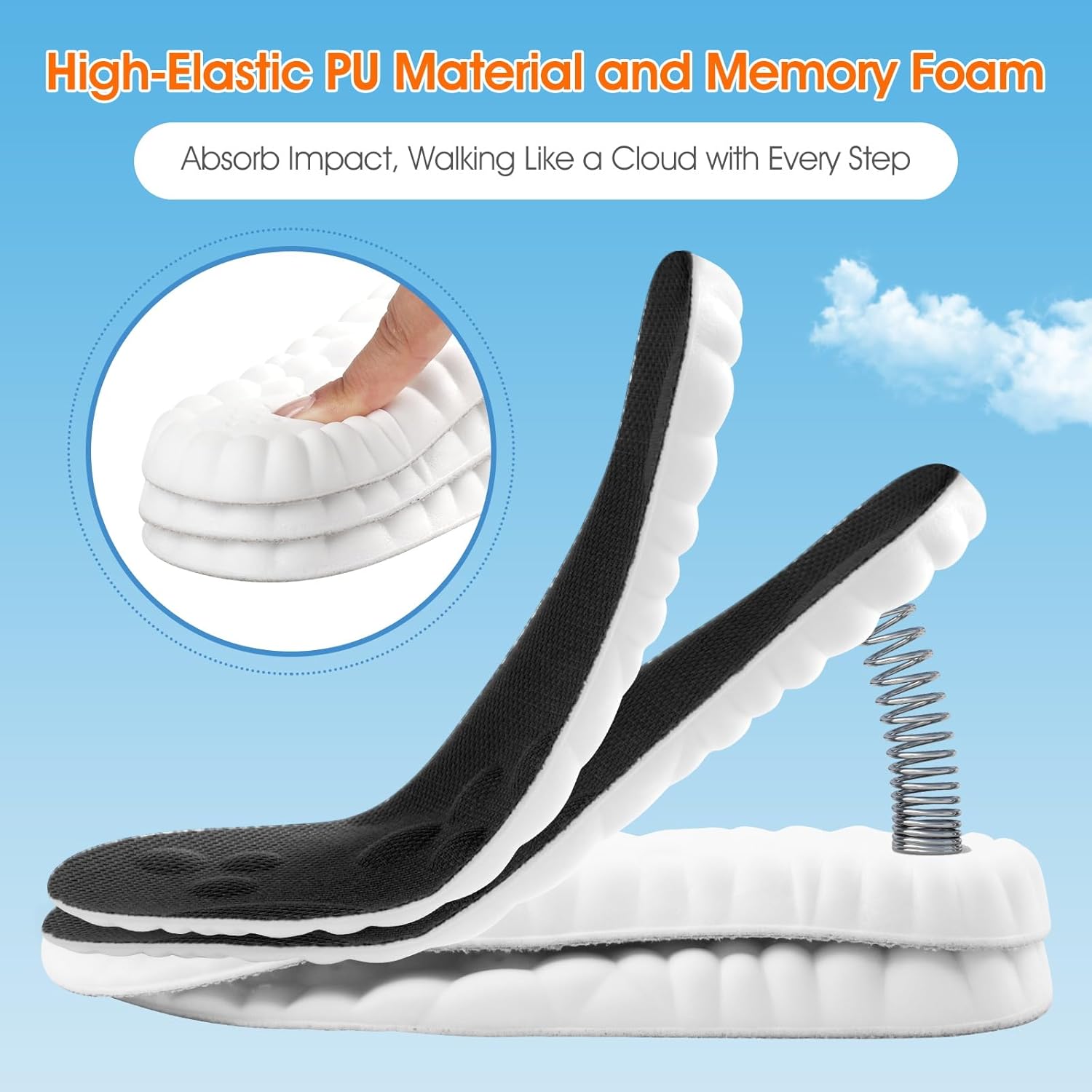 4D Cloud-Like Comfort Soles for Women - Soft Memory Foam Cushioning Insoles - Trim to Fit Steppers Insoles with Arch Support for Foot Pain Relief and Fatigue Reduction(US W 6.5-9) - Image 2