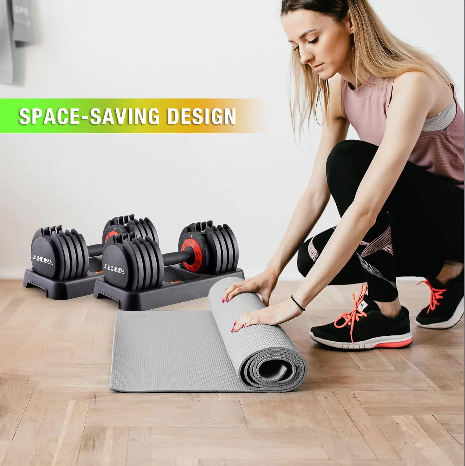 25/55LB pair Adjustable Dumbbell Weights, 5 in 1 Weights Dumbbell with Anti-Slip Metal Handle, Suitable for Home Gym Exercise Equipment - Image 5