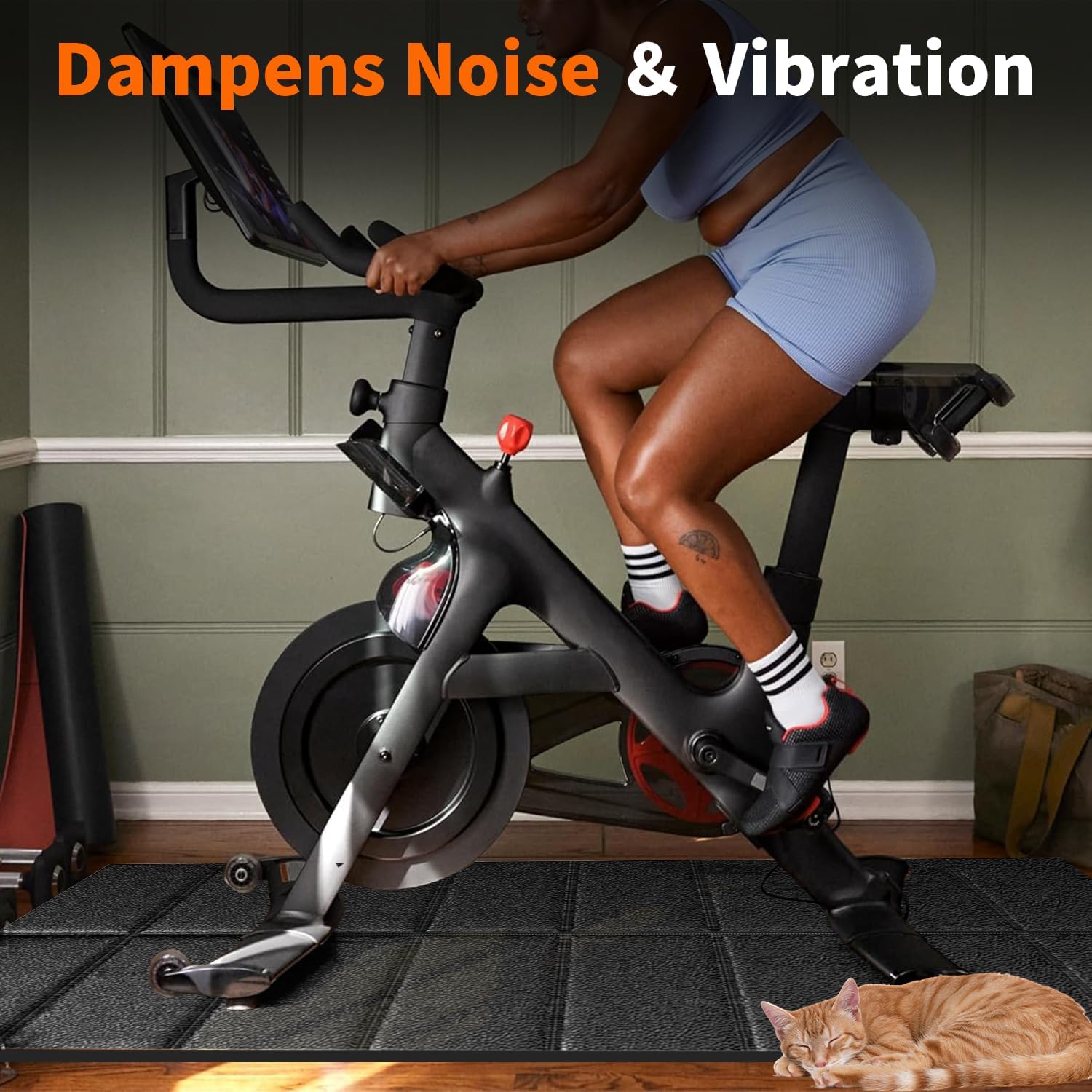 Mat for Exercise Bike Treadmill Walking Pad on Carpet 63x30,Compatible with Peloton, 1/4" Indoor Bike Trainer Mat for Hardwood Floors, Spin Stationary Bike, Equipment Stability, Noise Shock Absorption - Image 5