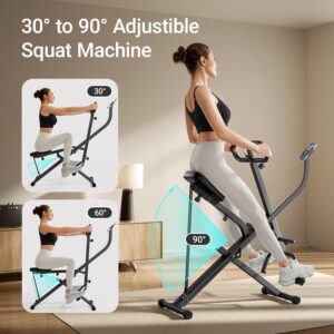 UMAY Squat Machine for Home, Foldable Exercise Equipment, Squat Rowing Machine with 3 High-Strength Resistance Band