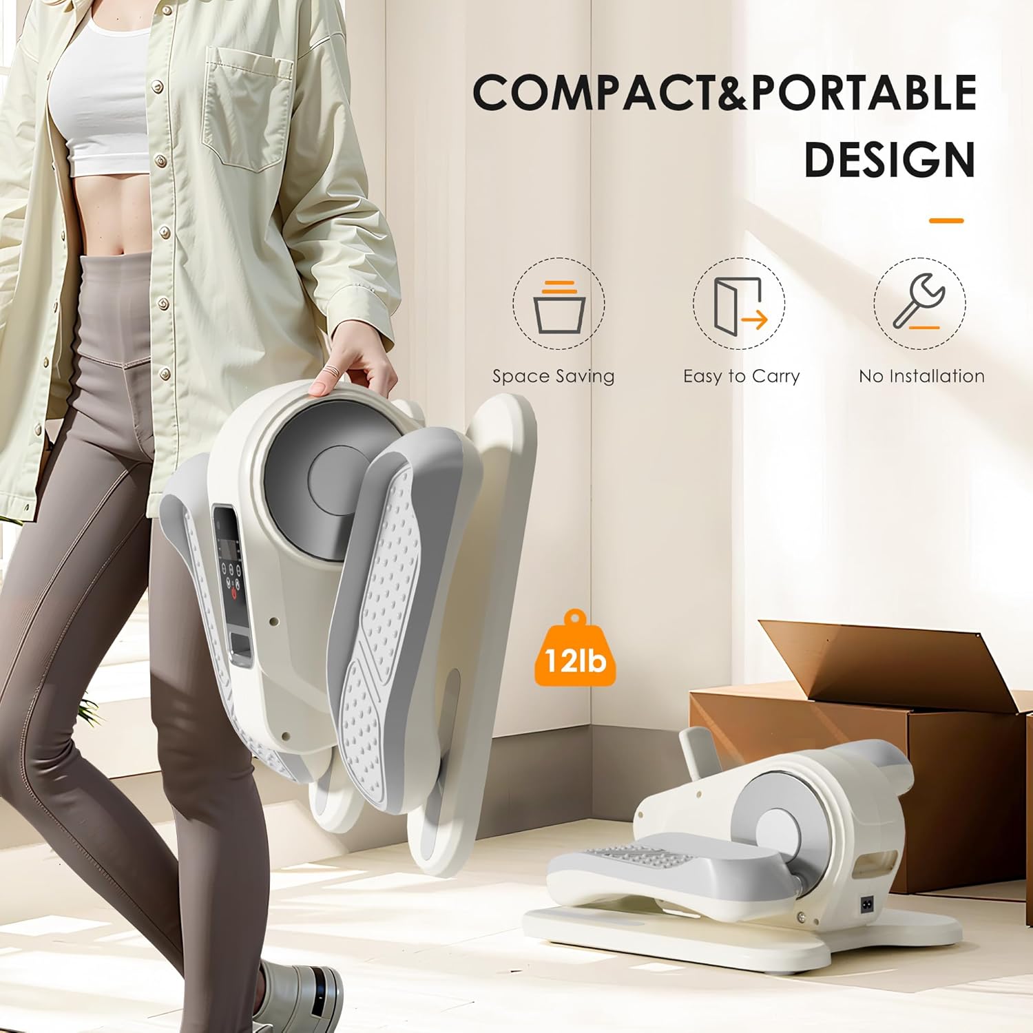 SogesGame Under Desk Elliptical Machine, Ellipse Leg Exerciser for Seniors, Portable Seated Pedal Exerciser with 12 Level Speeds, Manual & Auto Mode - Image 9