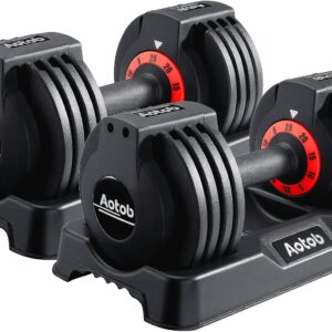 AOTOB 25/55 LBS Dumbbell Set, Anti-Slip Fast Adjust Turning Handle, Adjustable for Men and Women, Pair for Home Gym Exercise