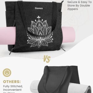 Gonex Yoga Mat Bag, Large Tote Bag with Multi Pockets for Women Men, Canvas Mat Carrier, Full Zipper Easy Access for Pilates Gym Travel