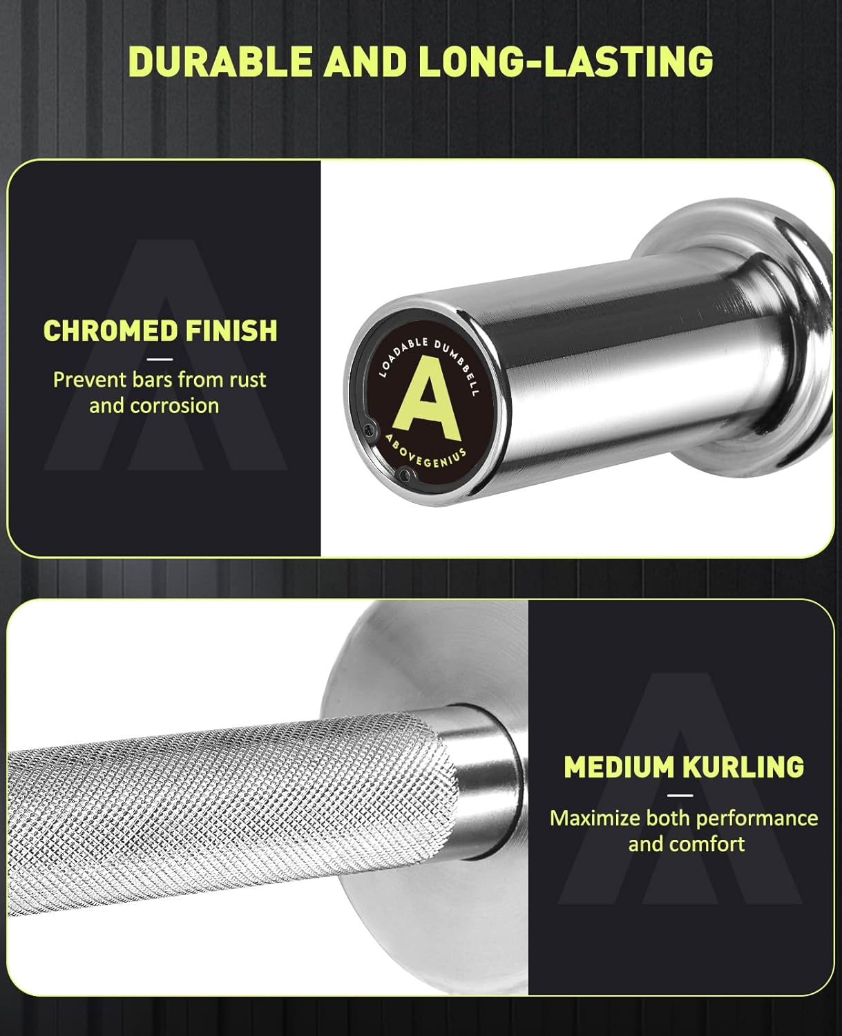 Pair of 16" Olympic Dumbbell Handles, Loadable Dumbbell Bars for 2-inch Olympic Weight Plates Great for Home Gym Strength Training, Weight Bars with 2 Pair of Spring Collars - Image 4