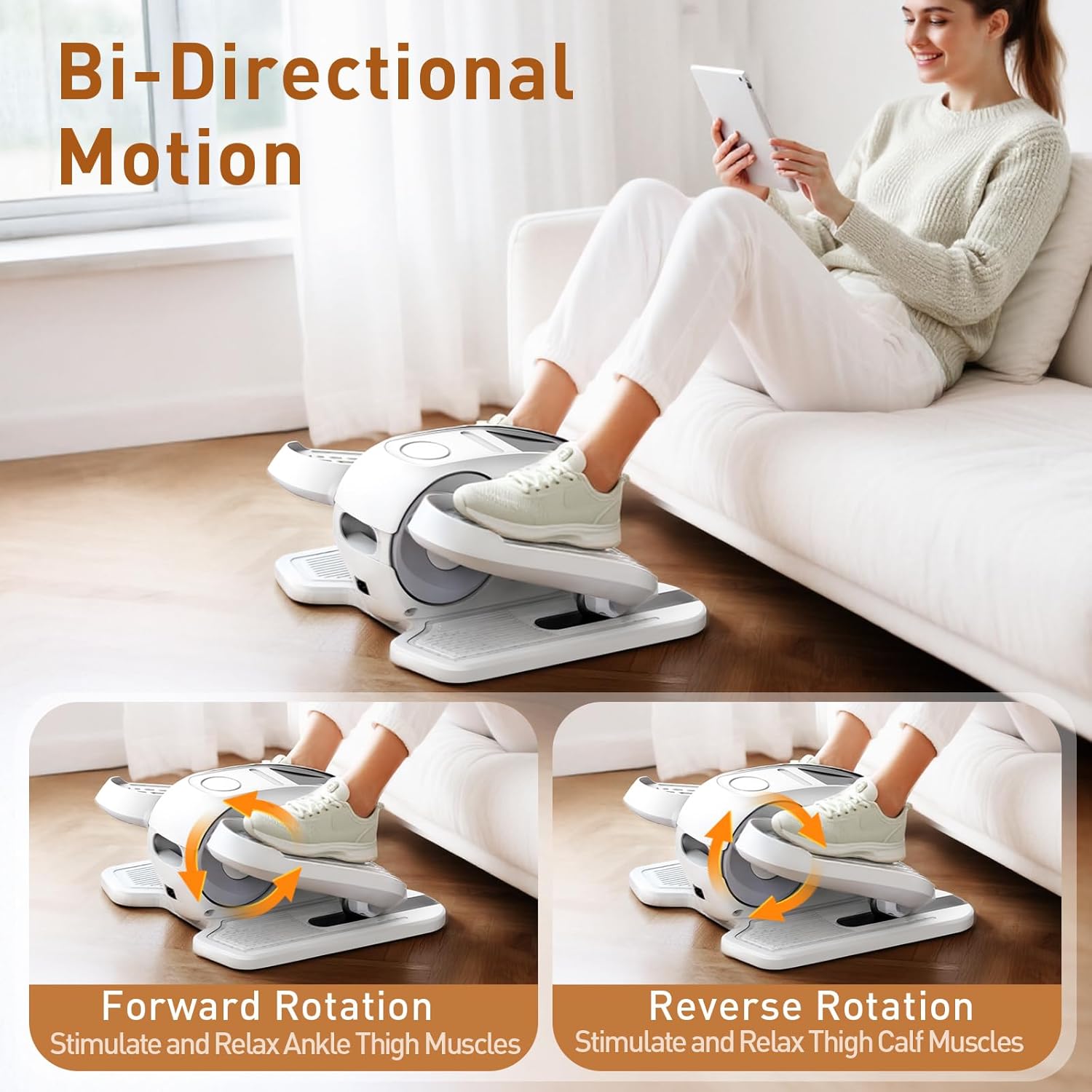 Under Desk Elliptical Exercise Machine,Ellipse Leg Exerciser as Seen on TV,12 Speeds Leg Exerciser While Sitting for Seniors, Portable Electric Seated Foot Pedal Exerciser for Home Office - Image 4