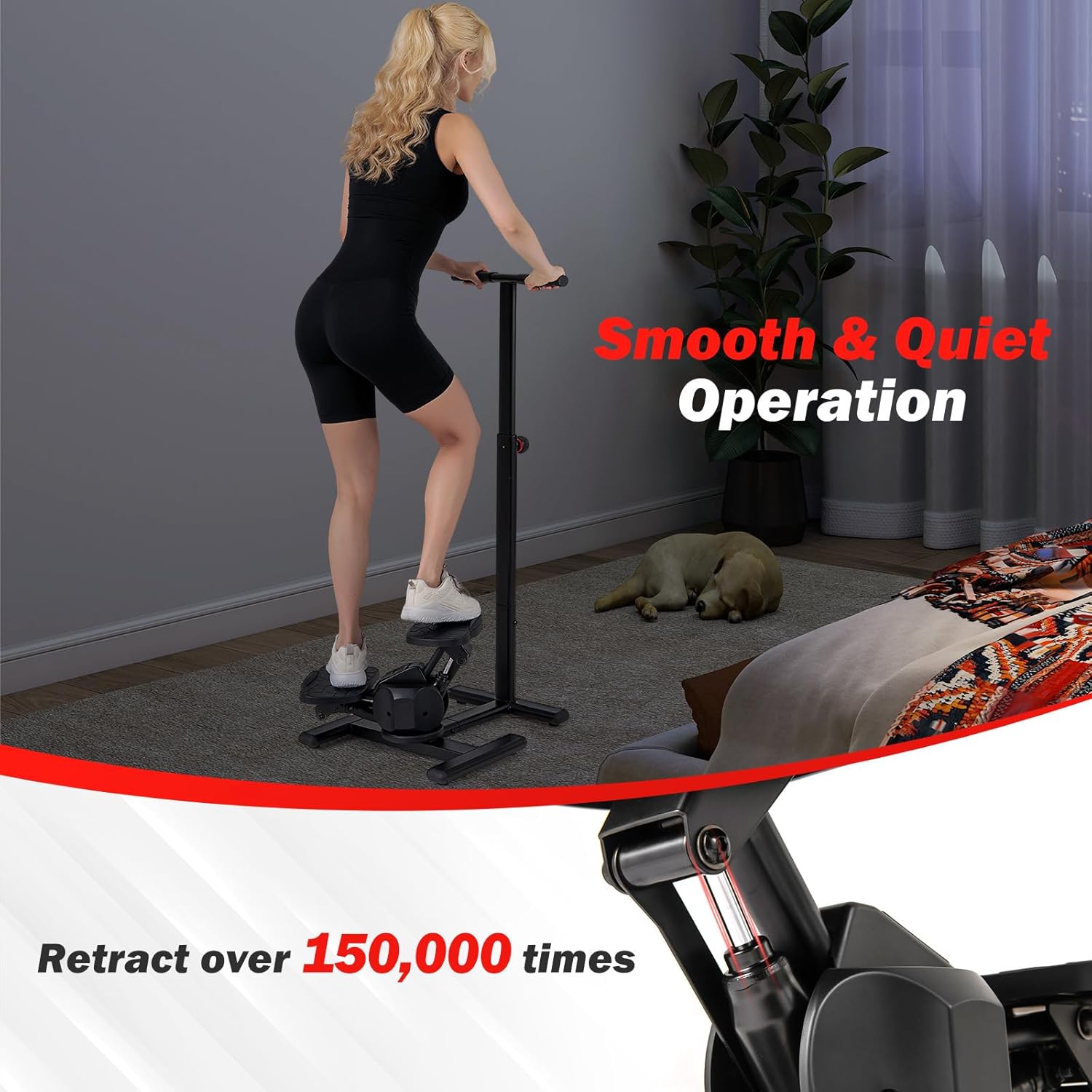 GYMAX Exercise Stepper with Handle Bar, 330 LBS Twist Stepper with LCD Monitor & Oversize Pedals, Portable Hydraulic Mini Stair Stepper for Home Aerobic Workout Fitness - Image 3