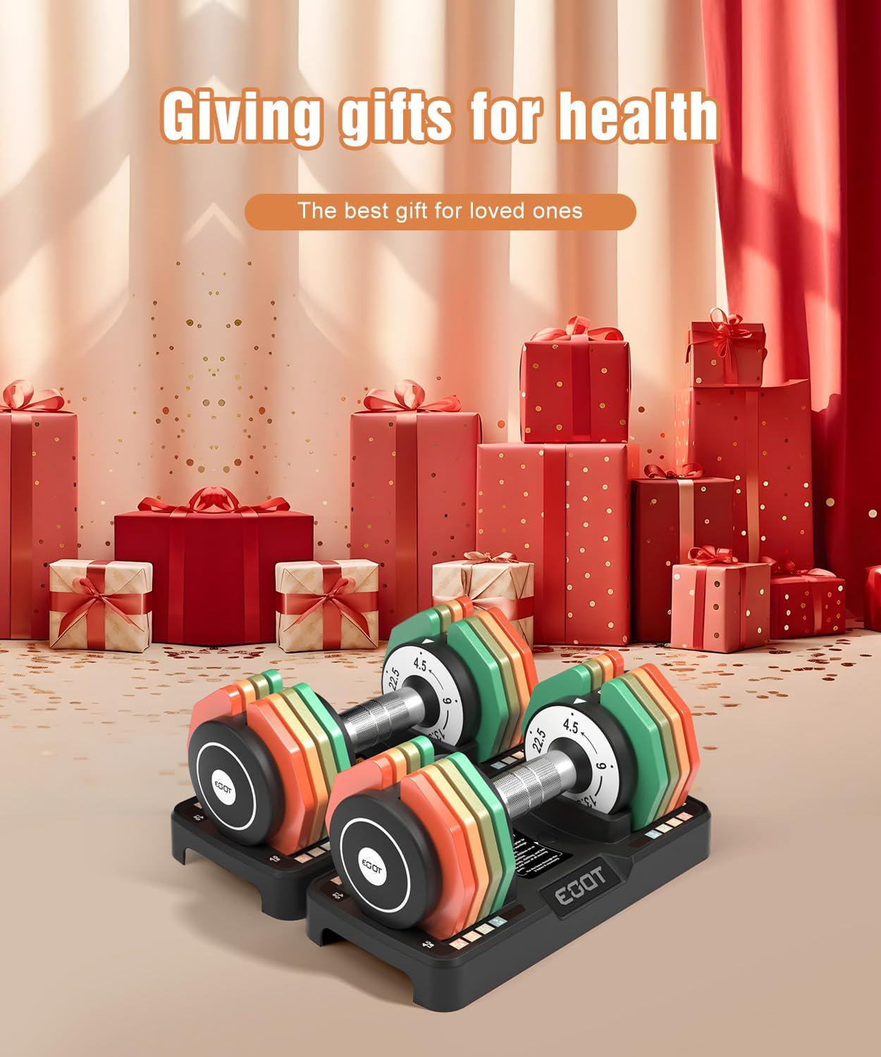Adjustable Dumbbells Set/Single, 12.5LB/22.5LB/55LB 5 in 1 Free Adjustable Dumbbell Set with Anti-Slip Handle & Rainbow-colored Weight Plates for Home Gym, Weight Set for Women Men - Image 8