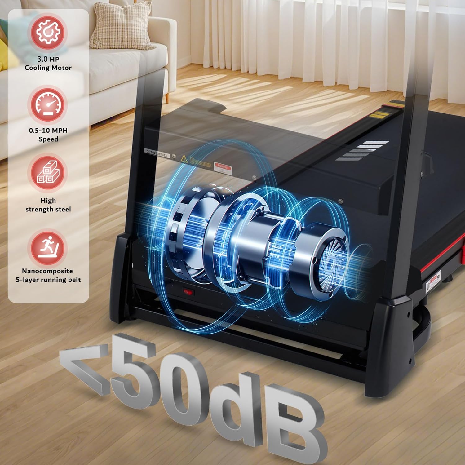 15% Auto Incline Treadmills for Home, 10 MPH Speed, 3.0 HP Foldable Treadmill, 18" Wider Belt, 36 Programs, Running Treadmills for Home with Bluetooth APP - Image 5