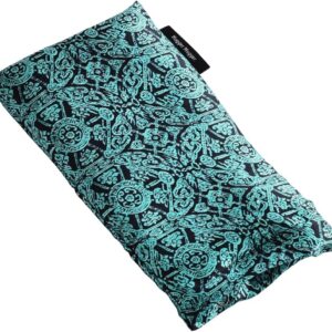 Hugger Mugger Silk Eye Pillow with Bead Filling – Boho Teal – Scent-Free, Light Weight, Chill in Freezer, Washable Cover, Washable Bead Filling