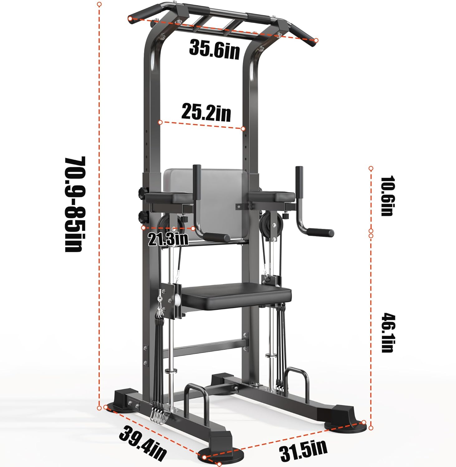 SogesHome Power Tower Pull Up Bar Station,Height Adjustable Dip Stands,Workout Equipment for Home Gym Strength Training Fitness Exercise - Image 6